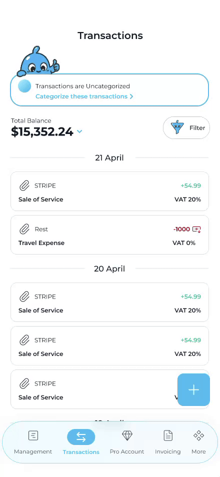 Transactions screen preview